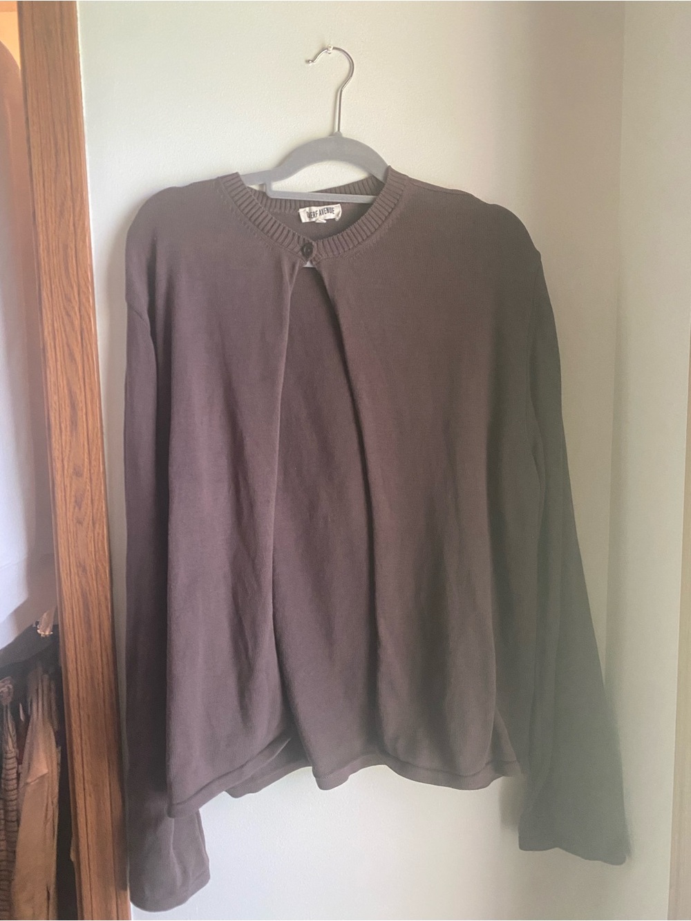 Djerf Avenue Brown Crewneck Cardigan Sweater